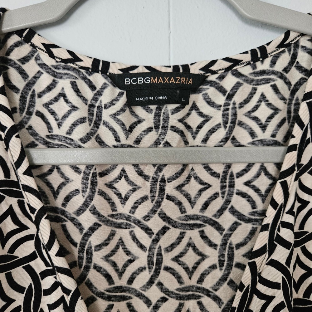 BCBGMAXAZRIA y2k Babydoll Top Women L Black Cream Empire Waist Corporate Goth - Picture 4 of 8